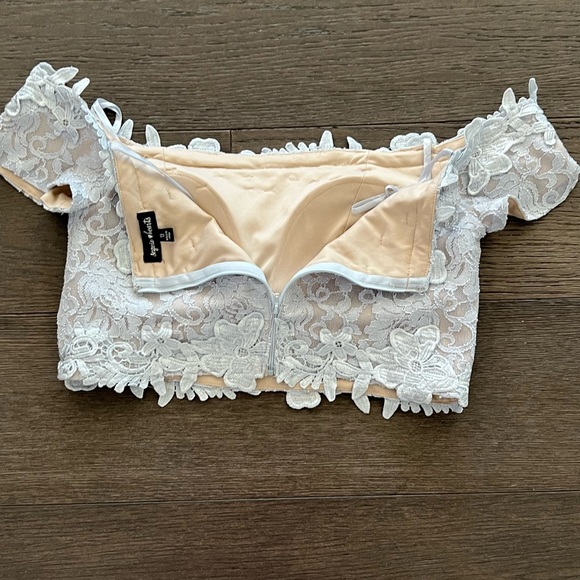 Juniors Sequin Hearts Two-Piece Lace Off-Shoulder Gown-Glitter Sz 13 - Picture 7 of 14